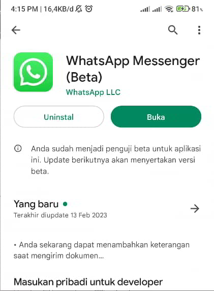 perbarui aplikasi whatsapp